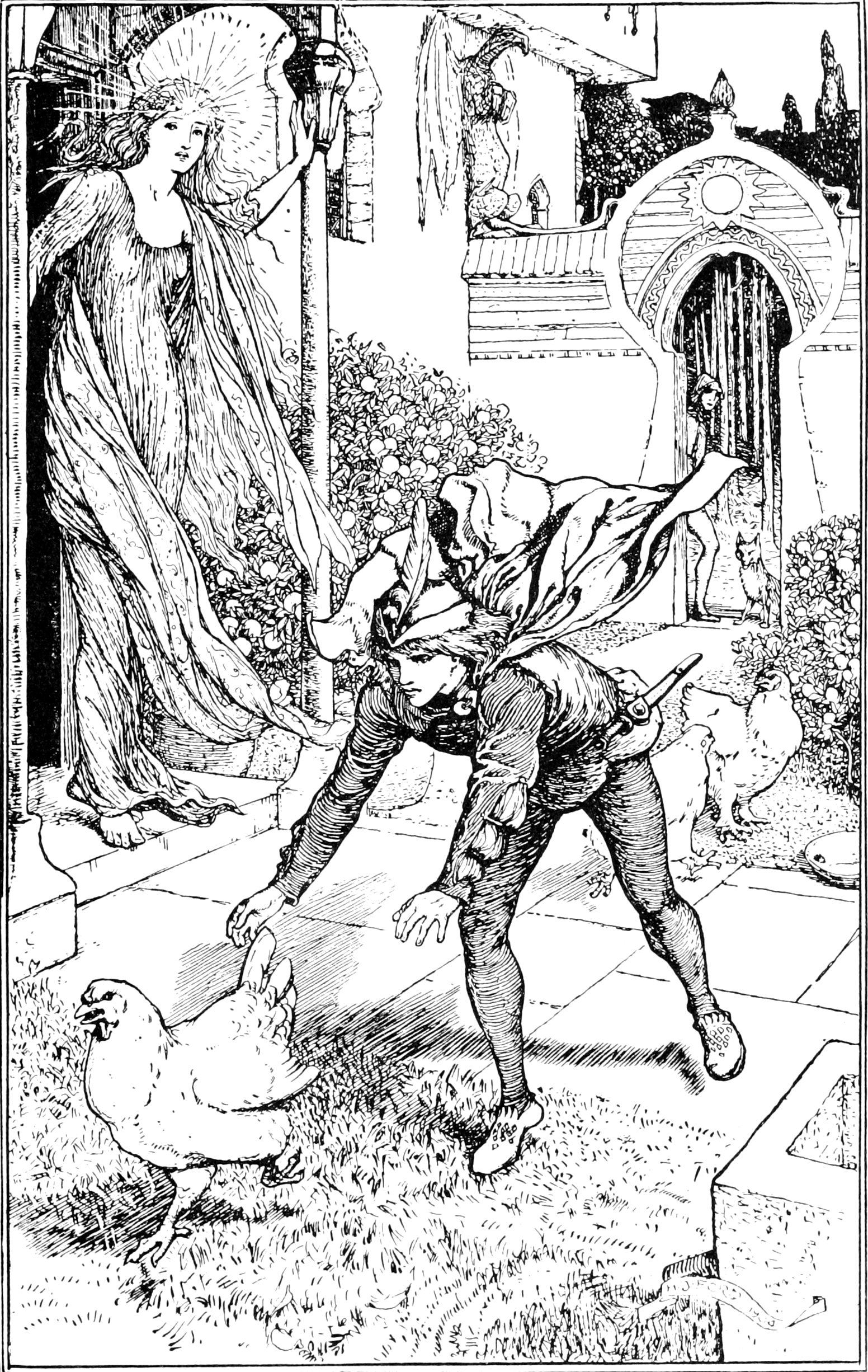 Undescribed: the plate the transcription carries as Brown fairy book - illustration facing page 218.png. An image pass replaces this by looking at the picture.