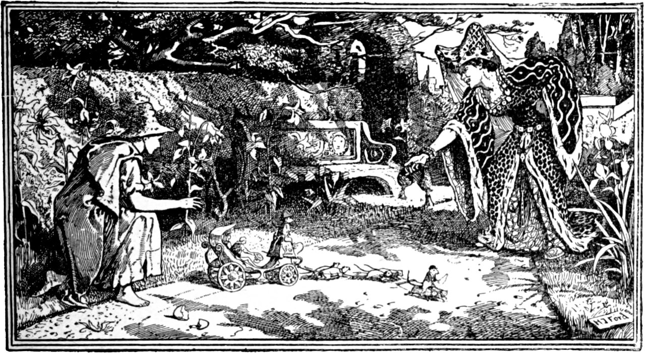 Turritella stoops over the mouse-carriage that the little kitchen-maid has set going in the garden path