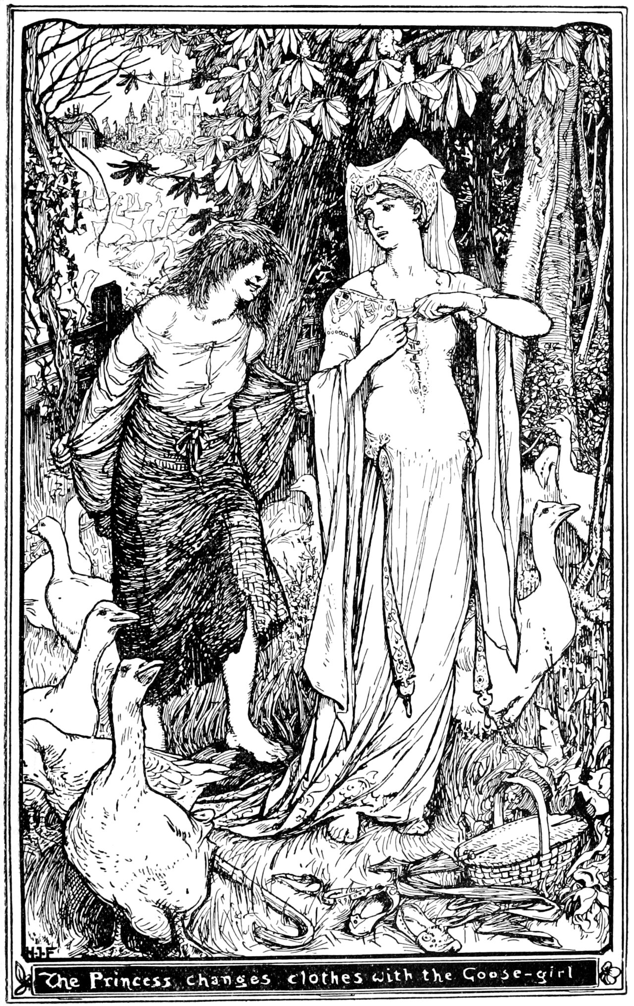 The princess changes clothes with the goose-girl