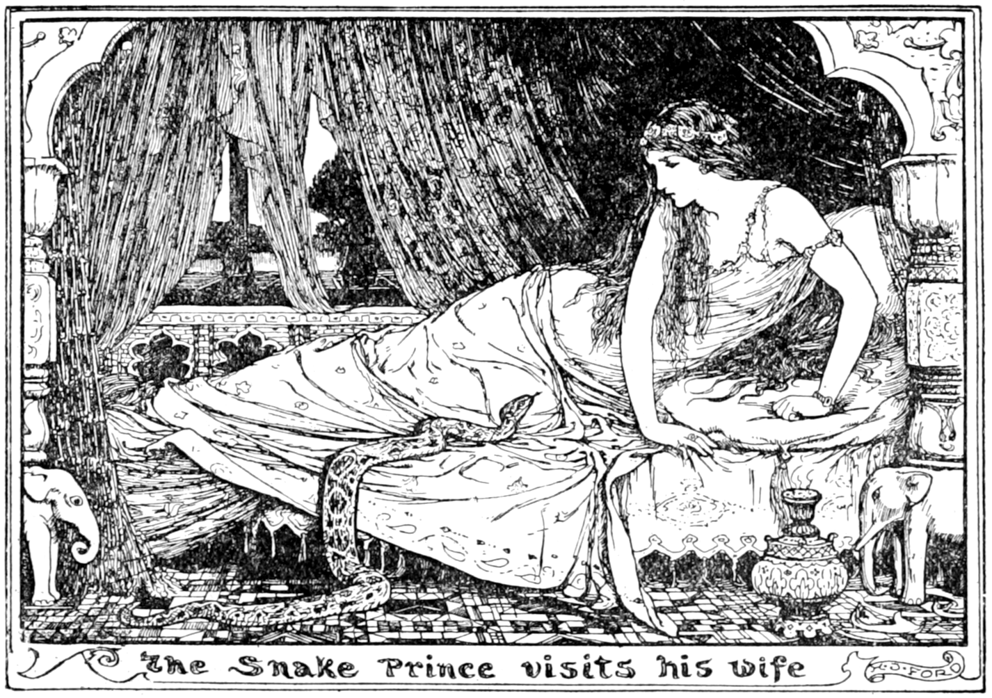 The snake prince visits his wife